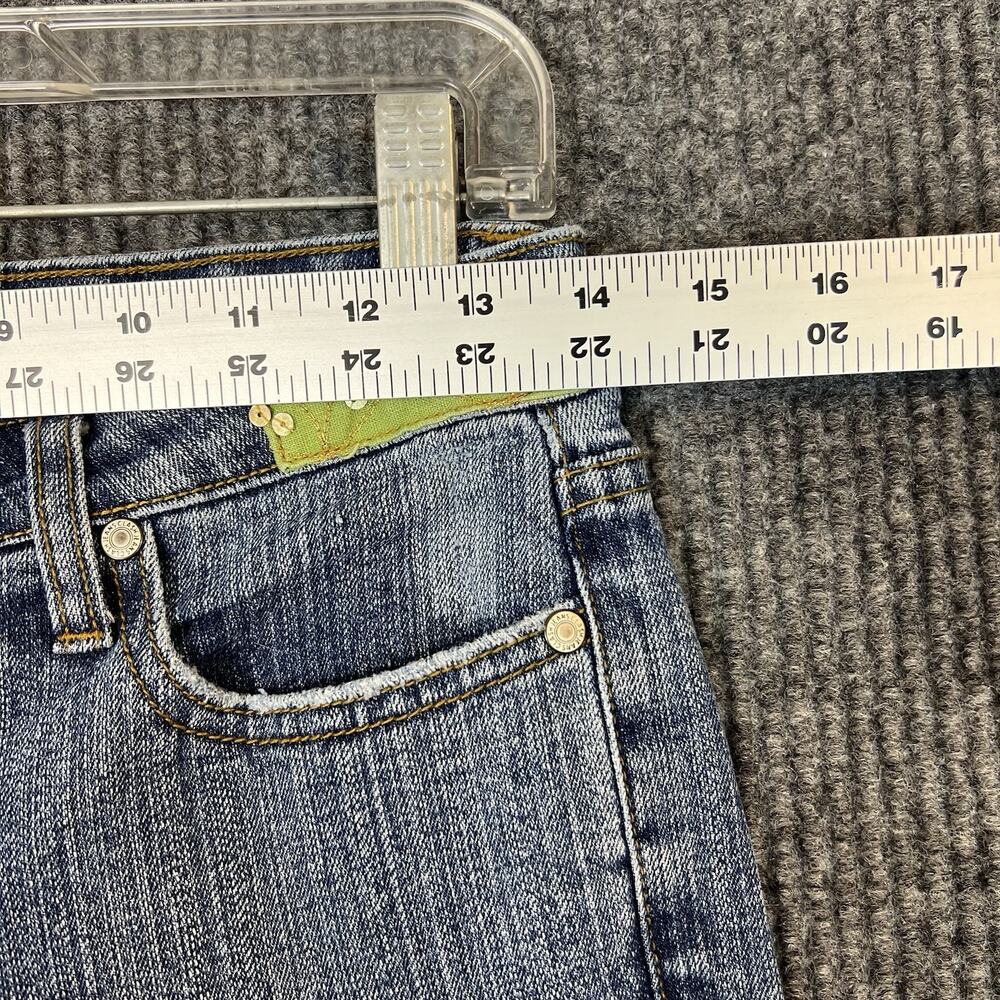 Rare Y2K Clash Patchwork Boot Cut Jeans Size 3 Festival 90's Boho Hippie Artsy - Picture 11 of 15